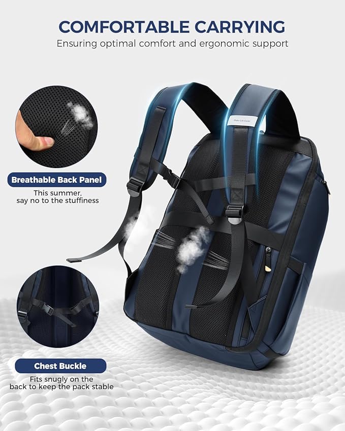 17 Inch Laptop Backpack for Men, Business Travel Anti-Theft Backpack with USB Charging Port, Water Resistant Computer Bag Carry On Flight Approved for Work College Weekender, Dark Blue