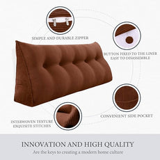11 lbs Thickened Wedge Pillow Headboard Body Positioner Triangular Reading Pillow Bed Bolster Pillow for Sitting in Bedwith Removable Cover Gift for Mom Backrest Cordury Coffee Queen