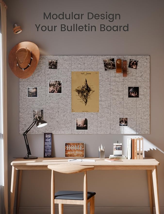 Large Felt Bulletin Board 36" x 24"Cork Board Alternative-6 Pack with 40 Safe Removable Adhesive Tabs, Cork Boards for Walls Cork Board for Home Office Classroom Pin Board-Marble Gray