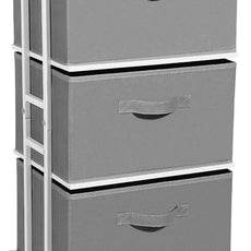 MAX Houser Dresser Tower with 3 Drawers,Fabric Dresser Drawer Organizer Unit,Dresser Chest with Wood Top,Vertical Storage Dresser,Small Dresser for Bedroom,Office-Dark Grey
