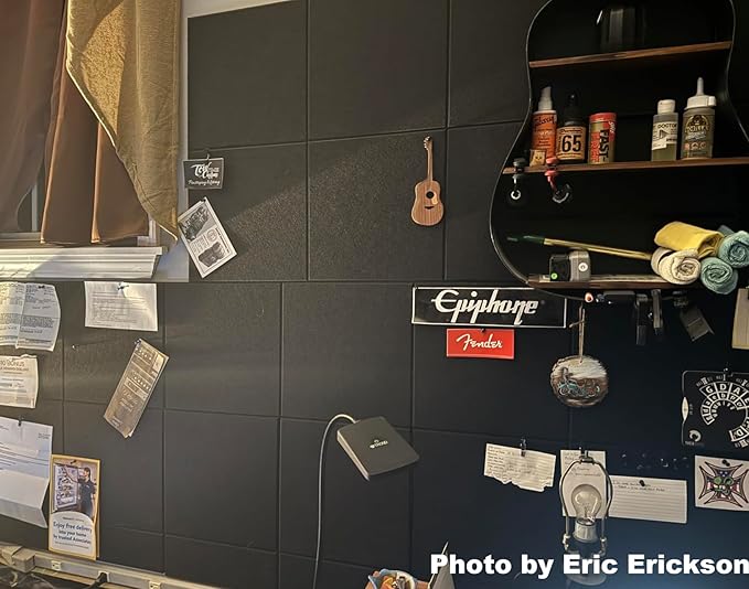 Black Cork Board Alternative 47"x35" | Felt Wall Tiles (12-Pack) | Aesthetic Felt Bulletin Board for Office, Home & Classroom | Large Cork Boards for Walls Pinboard Dartboard Wall Protector