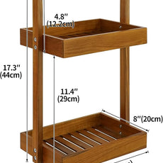 Utoplike Teak Wood Shower Caddy Corner, 2 Tier Bathroom Organizer Countertop, Standing Shower Rack with Handle, Stand Up Shower Basket for Shampoo, Shelf Rack for Inside Shower, Kitchen Desktop