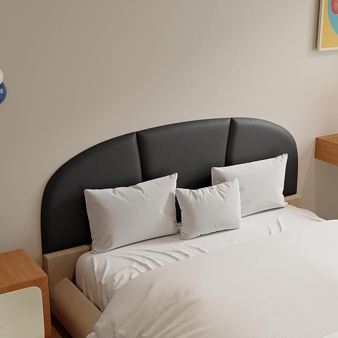 Yutianli Upholstered Headboard Queen Size 59"x 20" Wall Mounted Peel and Stick Headboard Black Anti Collision Padding