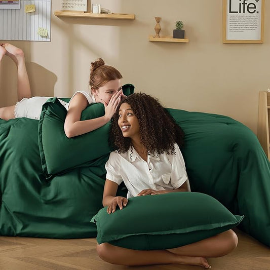 Litanika Comforter Set, Lightweight Solid Bedding Comforter Set, Fluffy Down Alternative Bed Set, Emerald Green, Twin/Twin XL