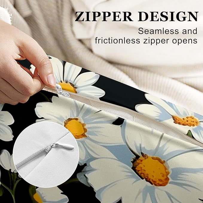 Microfiber Body Pillow Cover with Hidden Zipper,Comfortable Fabric,Floral Print Pattern Body Pillow Case,Lightweight and Breathable,The Size is 20 "X 54"(05-Little Daisy)