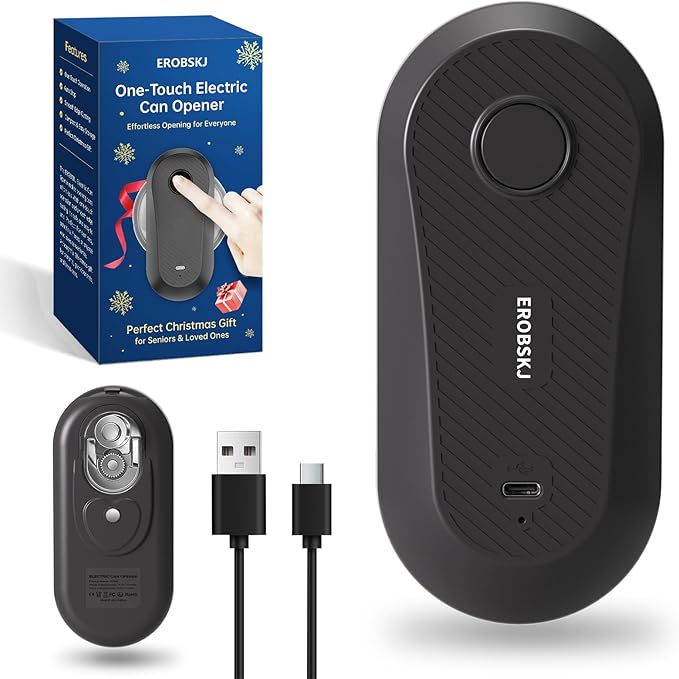 Auto Electric Can Opener, Rechargeable Can Openers for Seniors & Arthritis, One-Touch Automatic Can Opener, Hands-Free, Smooth Edge, Compact, Cordless, Food-Safe Kitchen Gadgets
