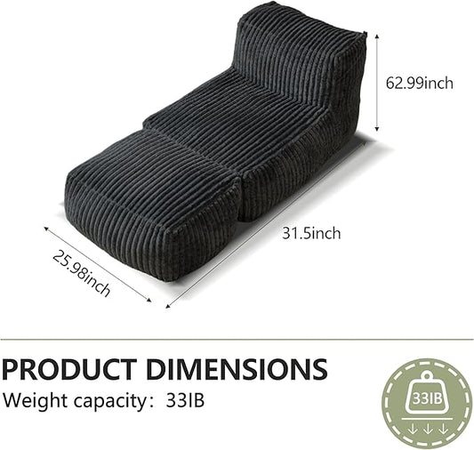 Premium Beige Bean Bag Chair for Adults with Armrest- Ultra Plush Memory Foam Lounge Sofa & Comfy Reading Nook Chair for Bedroom, Living Room & Dorm (White, MoFa)