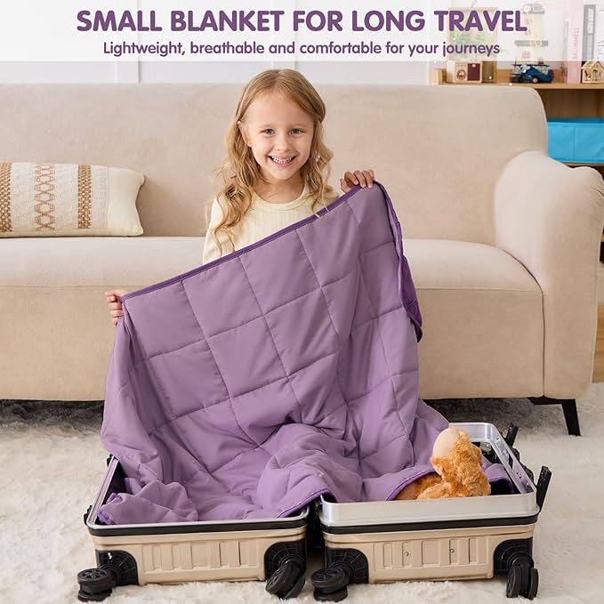 yescool Purple Weighted Blanket 3 Pounds Cooling Weighted Lap Blanket, Heavy Blanket for Sleeping, Weighted Throw Blanket Gift for 20-40lbs, 36"x48"