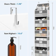 Over The Door Organizer Hanging, 2 Pack 5 Shelf Behind The Doors Storage, Pantry Door Organizer, Closet Organizers for Bedroom and Nursery (Dark Grey)