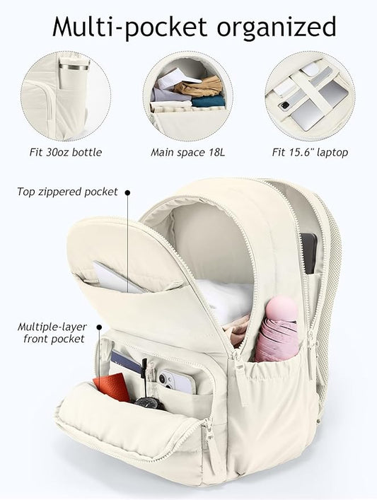 Travel Backpack for Women, 15.6 Inch College Laptop Backpack, Water Resistant Work Backpacks, Cute Quilted Bookbag