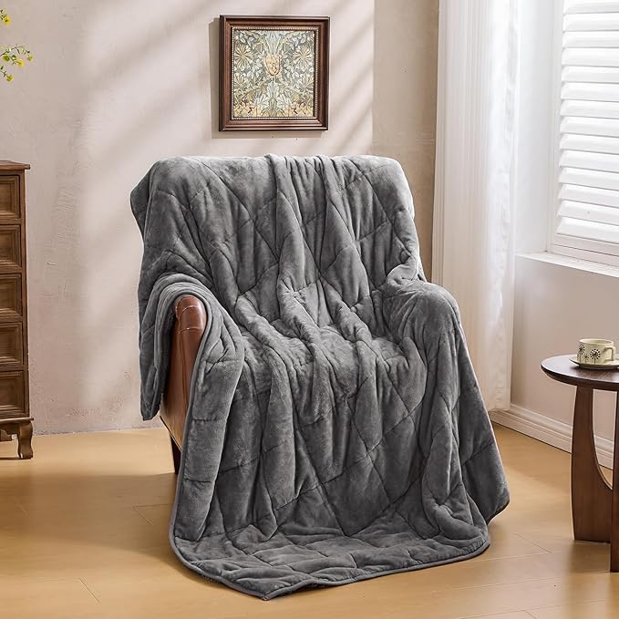 Super Fuzzy Soft Sherpa Fleece Weighted Blanket, 15 lbs Dual Sided Fluffy Heavy Weighted Blankets for Adults - No Bunching with Double Layers of Soft Inner Lining (48"x 72", 15 Pounds)