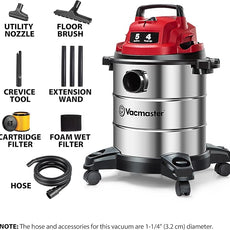 Vacmaster 5-Gallon* 4 Peak HP Stainless Steel Wet/Dry Vacuum – VOC508S 1101