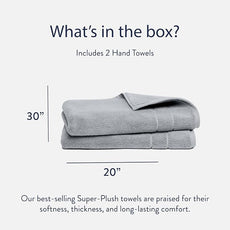 Brooklinen Super-Plush Turkish Cotton Hand Towels - Set of 2 - Cotton, 820 GSM, Highly Absorbent, Machine Washable, Perfect for Home & Bathroom (20