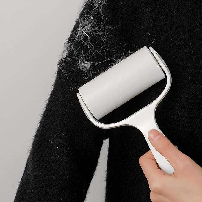 Flat Surface Lint Roller for Pet Hair Extra Sticky Lint Remover for Couch Clothes Furniture Pool Table Felt Lint Roller 1 T Handle with 4 Sticky Rolls (Daisy White)