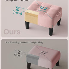 SONGMICS Foot Stool with Legs, Small Footstool Ottoman, Velvet Seat with Thick Cushion, for Living Room, Bedroom, Entryway, 330 lb Weight Capacity, Jelly Pink ULOM501R01