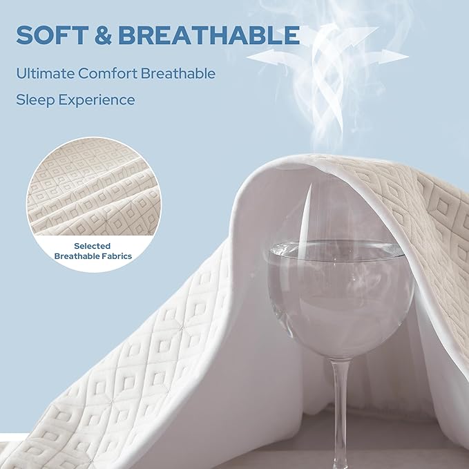 BEDLORE Full Size Mattress Protector, Waterproof Noiseless Mattress Cover with Stretchable Pockets for 6-15 inches Mattress, Soft Breathable Mattress Pad for College Dorm (White)