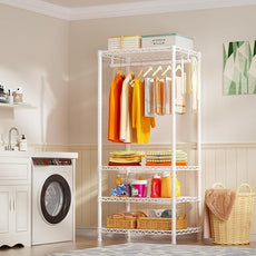 Ulif H4 Mini Portable Closet, 4 Tiers Freestanding Clothing Garment Rack for Small Space, Metal Clothes Wardrobe System for Bedroom, 23.6