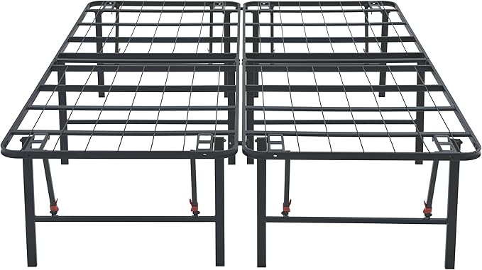 Amazon Basics Bed Frame with Storage, Foldable Metal Platform, Sturdy Steel, No Box Spring Needed, 18 inches High, Tool-Free Setup, Full Size, Black