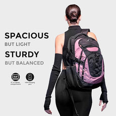 Swissdigital Design Laptop Backpack with USB Charging Port, Travel Backpack Fits 15.6 inches Computer, 31L College School Backpack for Women, Light Purple/Black | SD803-85