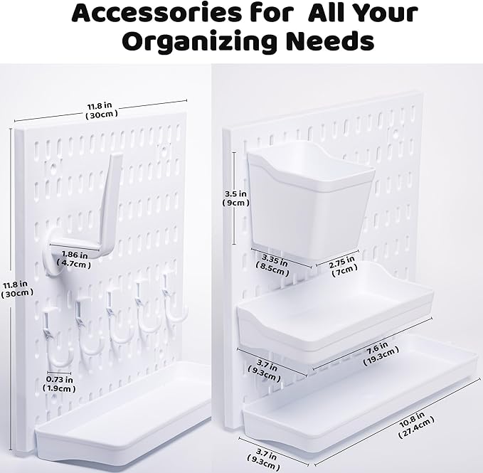 Mo0yuu'life LeDeGine Pegboard Combination Kit, Wall Hanging Organizer, for Bedroom, Bathroom, Kitchen, Office to Storage, Organization, Decorative Display (6 boards and 31 Accessories)