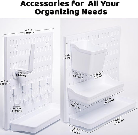 Mo0yuu'life LeDeGine Pegboard Combination Kit, Wall Hanging Organizer, for Bedroom, Bathroom, Kitchen, Office to Storage, Organization, Decorative Display (6 boards and 31 Accessories)