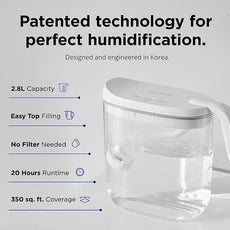 Carepod Mini 21P Ultrasonic Cool Mist Humidifier Whisper-Quiet Filter-Free Easy Clean - Only 3 Washable Parts to Clean, Auto Shut-off, 0.74gal 2.8l Tank, Nursery, Baby, Kids Bedrooms