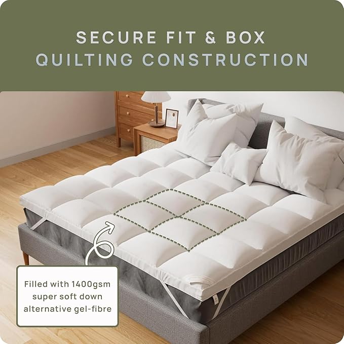 RV Short Queen Mattress Topper - Soft & Extra Thick Pillow Top for Camper Mattress Pad & Protector | Bed Topper for RV Camper Bed, Pop Up and Trailer