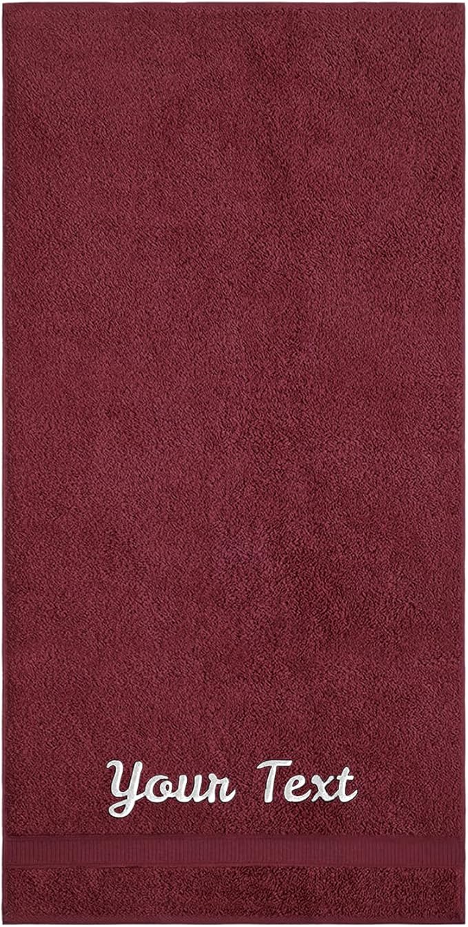 Personalized Bath Sheet Towels for Bathroom, Hotel, Spa, Pool, College Dorm, Super Soft, Highly Absorbent Turkish Cotton Monogrammed Oversized Towel 40" x 80" Extra Large Jumbo Bath Sheets, Burgundy