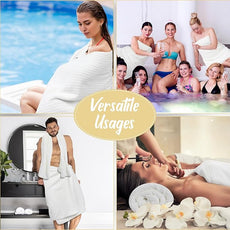 16 Pack Microfiber Bath Towels Bulk 27'' x 60'' Oversized Size Bath Towel Highly Absorbent Extra Large Soft Drying for Shower Beach Winter Salon Sport Gym Party (Stripe,White)