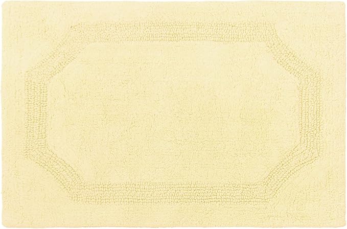 Laura Ashley - Reversible Cotton Bath Mat, Premium Bathroom Décor, Machine Washable Bathroom Rug, Highly Absorbent, 21"x34", Yellow