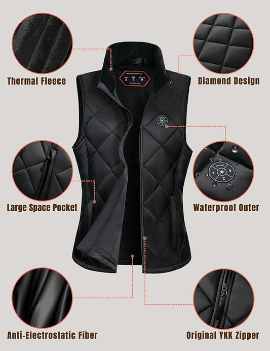 Professional Women's Heated Vest with 20000mAh Battery equipped with Flashlight