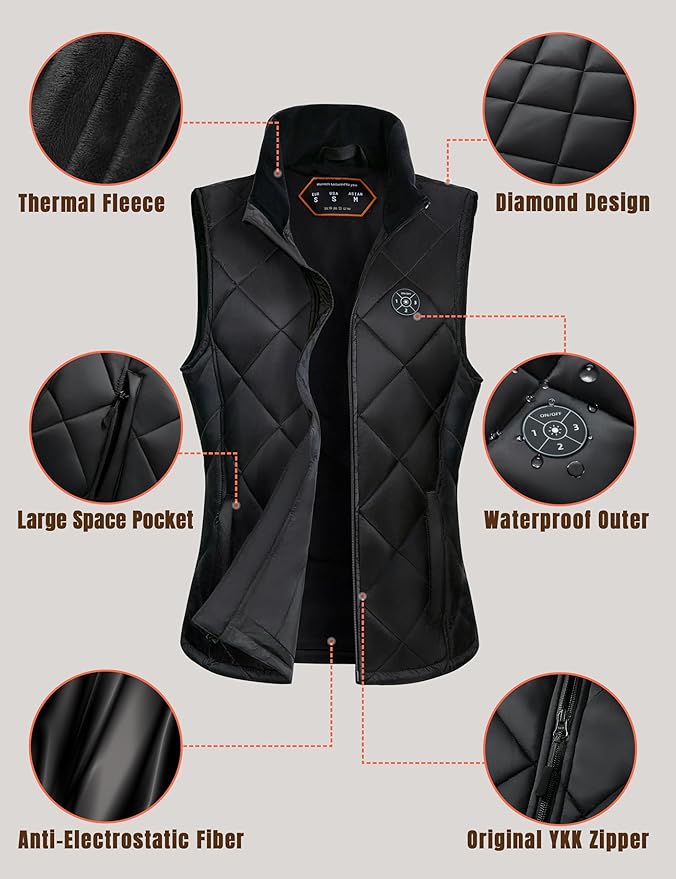 Professional Women's Heated Vest with 20000mAh Battery equipped with Flashlight