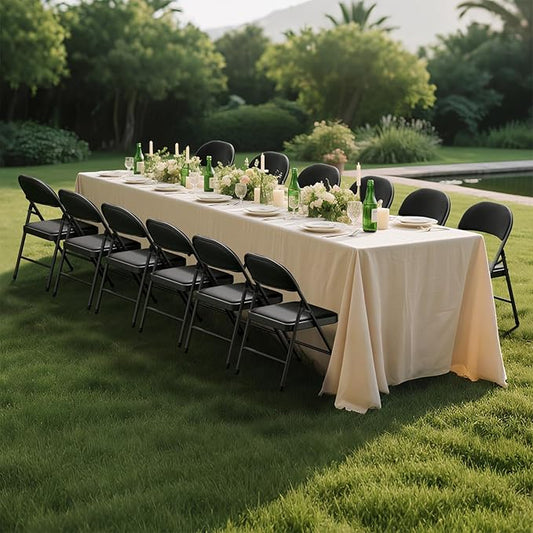 12 Pack Black Folding Chairs with Padded Cushion for Outside, Portable Stackable Commercial Metal Foldable Chairs with Steel Frame for Home Events Office Wedding Party, 350lbs Capacity