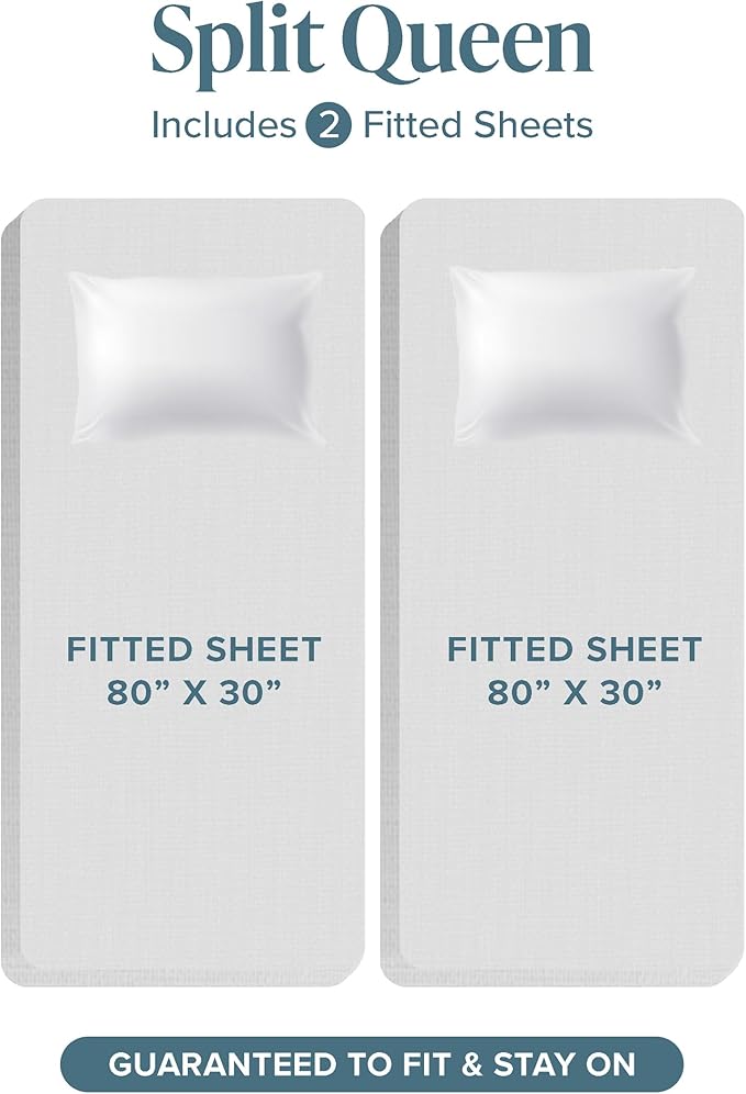 Bare Home Split Queen Sheet Set - 1800 Ultra-Soft Microfiber - Double Brushed - Deep Pockets - Easy Fit - 5 Piece Set - Bedding Sheets & Pillowcases (Split Queen, Grey) BareHome