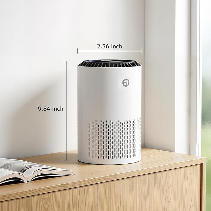 AROEVE Air Purifiers for Bedroom Home, 3 Layer Filter for Smoke Pollen Allergies Pet Dander Odor, Sleep Mode, Energy Saving, 4 Speeds, Timer for Office, Dorm, MK01A White+Green