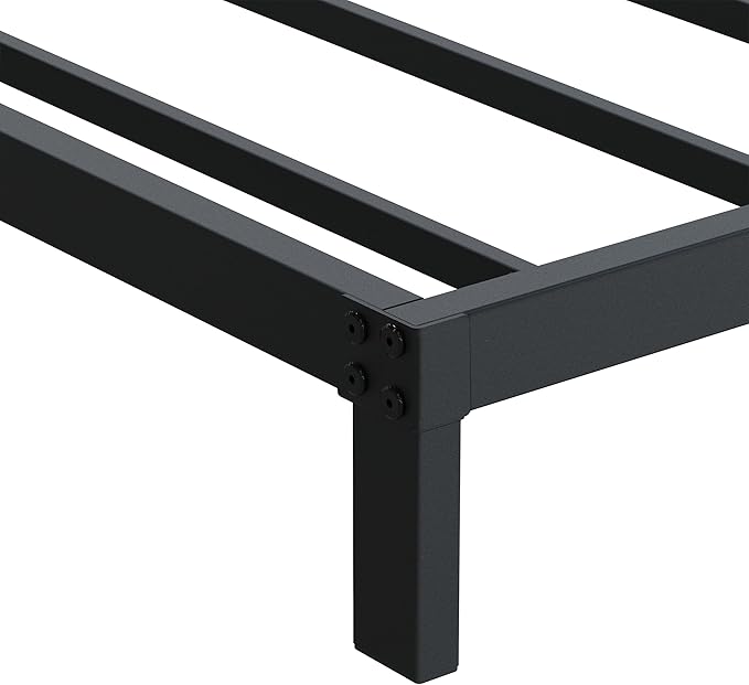 7 Inch Queen Bed Frame Heavy Duty Low Profile Metal Platform No Box Spring Needed, Maximum Storage, Easy to Assembly, Noise Free, Black