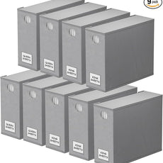 SpaceAid 9 Pack Bed Sheet Organizers and Storage, Foldable Sheet Organizer with Window for Linen Closet, Set Folder Keeper for Queen & King Size Bedding Storage (Gray)