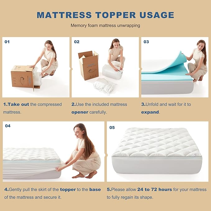 Bedlore 4-Inch King Mattress Topper for Back Pain - Dual Layer Medium Support (2" Gel Memory Foam + 2" Cooling Fluffy Pillow Top Pad), Breathable & Pressure Relief (White)