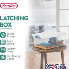 Sterilite 48-Pack Latching Box, Under Bed Storage Bins with Lids, Clear Plastic, 15 Quart - Heavy-Duty Organizing Containers for Closet, Bathroom, and Office