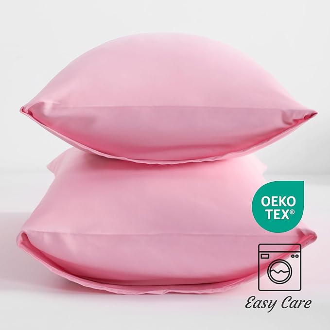 NTBAY King Pillow Cases Set of 2, 2 Pack Brushed Microfiber 20x40 Pillow Cases, Soft, Wrinkle, Fade, Stain Resistant Pink Pillow Cases with Envelope Closure, 20x40 Inches, Pink