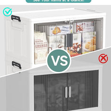 OlarHike 144QT Lockable Storage Bins with Lids - Folding Storage box with Doors and Wheels, Collapsible Plastic Bins for Closets, Stackable Organizer and Containers, Gifts, 3 Pack Cubes