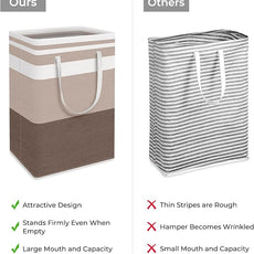 HomeHacks 2-Pack Large Laundry Basket, Waterproof, Freestanding Laundry Hamper, Collapsible Tall Clothes Hamper with Extended Handles for Clothes Toys in the Dorm and Family (Brown, 75L)