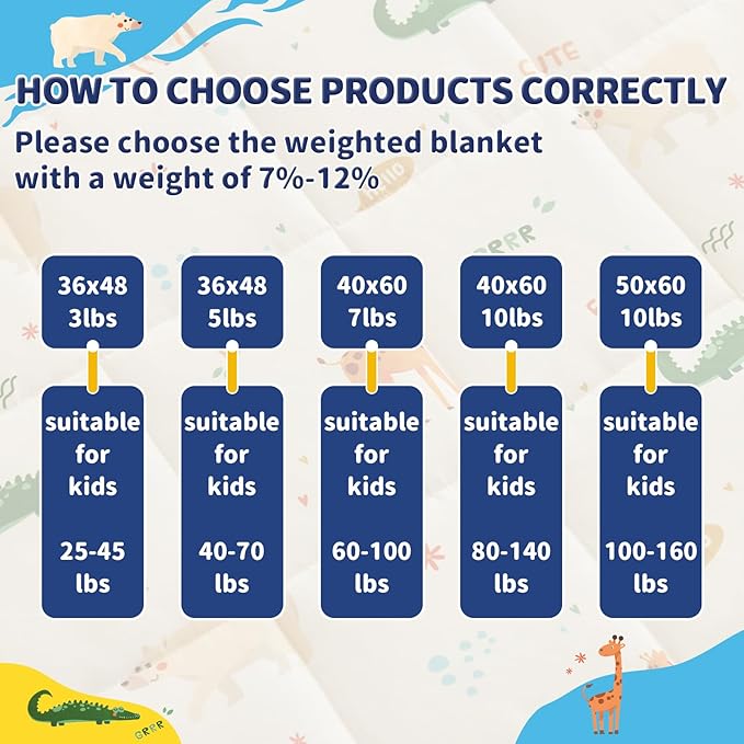 anfie Weighted Blanket Kids(48"x72" 10lbs) Weighted Blanket Cooling Blanket for Sleeping,Throw Size Breathable Blanket with Premium Glass Bead(Beige Animal)