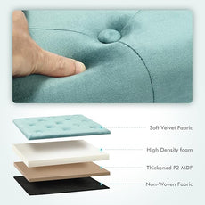 B FSOBEIIALEO Folding Storage Ottoman, Long Ottomans Shoes Bench, Velvet Storage Chest Footrest Seat 31.5