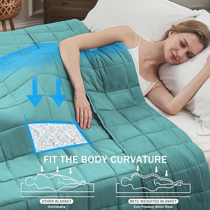 Teal Weighted Blanket for Adults 12lbs, 60"x80", Queen Size Cooling Heavy Throw Blanket for 110-130lbs, Microfiber Soft Thick Big Blankets Weighted Comforter Breathable Gift for Sleeping