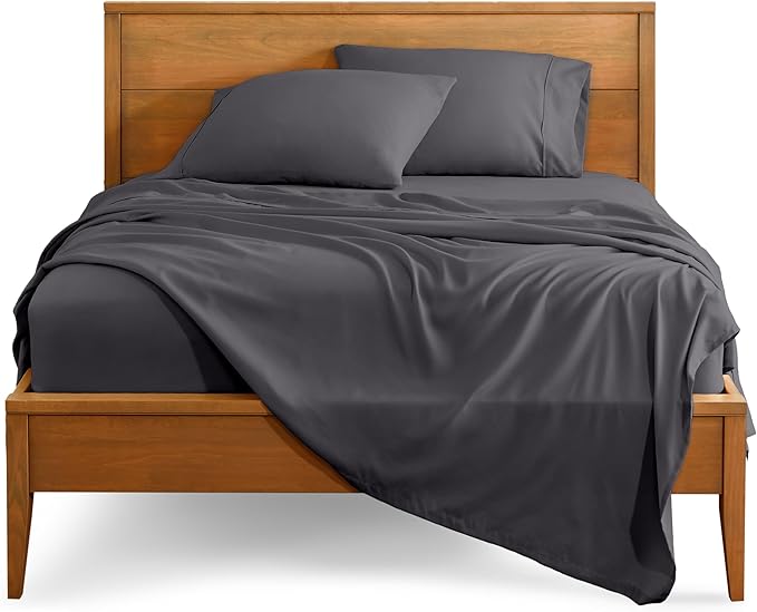 Bare Home Short Queen Sheet Set - 1800 Ultra-Soft Microfiber - Double Brushed - Deep Pockets - Easy Fit - 4 Piece Set - Bed Sheets (Short Queen, Forged Iron Grey)