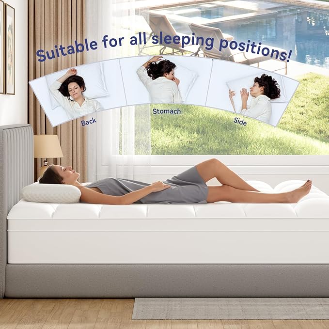 ELEMUSE Full XL Mattress Topper for Back Pain, Extra Thick Mattress Pad Cover, Plush Soft Pillowtop with Elastic Deep Pocket, Overfilled Down Alternative Filling