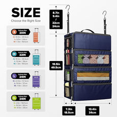 Suitcase Organizer, Travel Luggage Organizer Hanging Shelves Packing Cube Closet/Collapsible Portable Travel Organizer for Carry-on