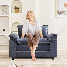 Modular Sectional Sofa, Comfy Cloud Couch Sectional Sofa, Chenille Sofa Sleeper Deep Seat Sofa with Throw Pillows for Living Room (Blue, 53