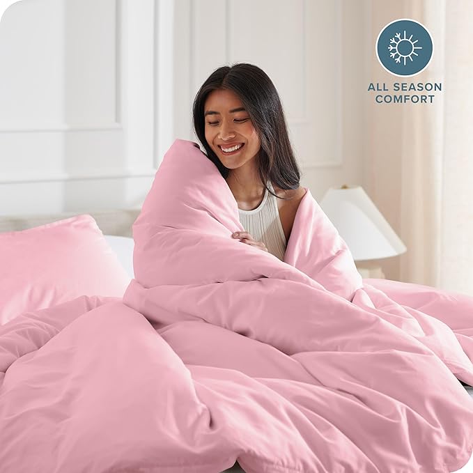 Bare Home Bedding Duvet Cover King Size - Premium 1800 Super Soft Collection - Lightweight, Cooling - Soft Breathable Bedding Duvet Cover (King, Light Pink)